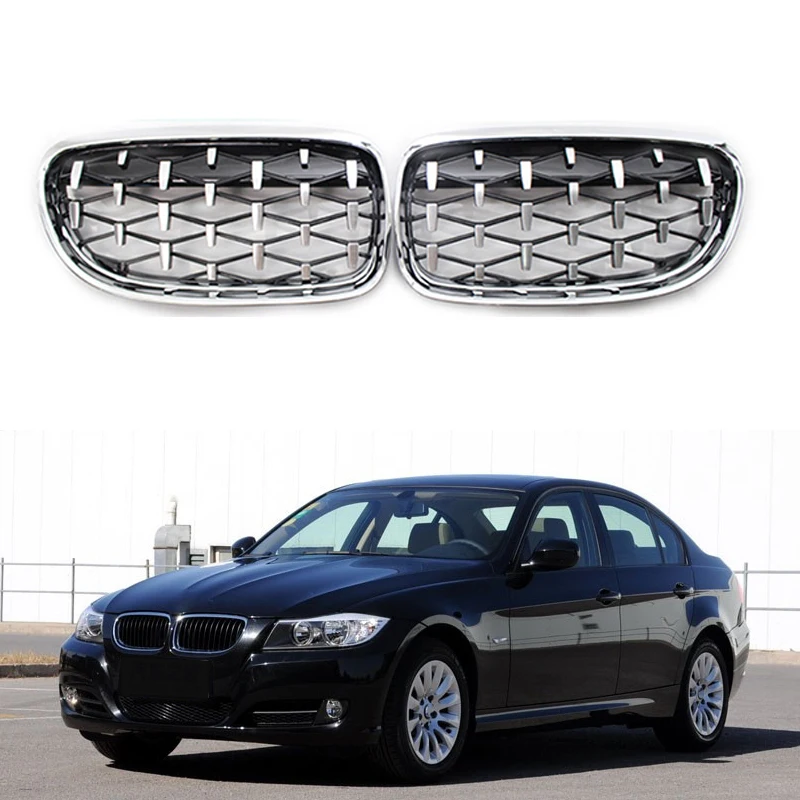 

For BMW E90 E91 318i 320i 325i 328i Diamond Grills Car Kidney Grille Front Bumper Racing Grill Auto Styling Grilles 2009-2012