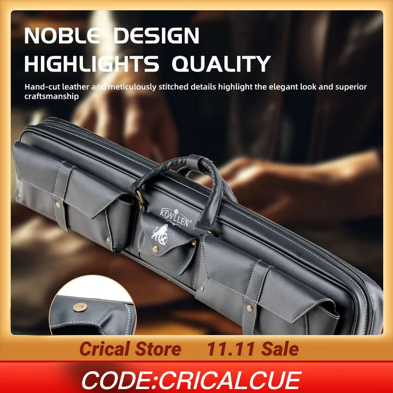 KONLLEN pool cue case with 7 holes cue case 3x4 PU Leather Billiard cue Case for pool ball case Billiard Accessories