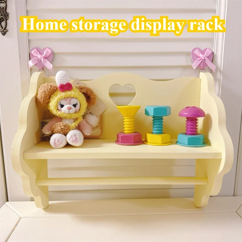 Macaron Renk Serisi Ahşap Kız Kalp Aşk Asılı Duvar Tarzı Depolama Raf Yatak Odası Oturma Odası Yurdu Bebek sergileme rafı