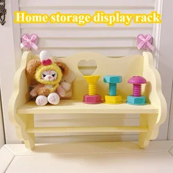 Macaron Color Series Wooden Girl Heart Love Hanging Wall Style Storage Shelf Bedroom Living Room Dormitory Doll Display Shelf