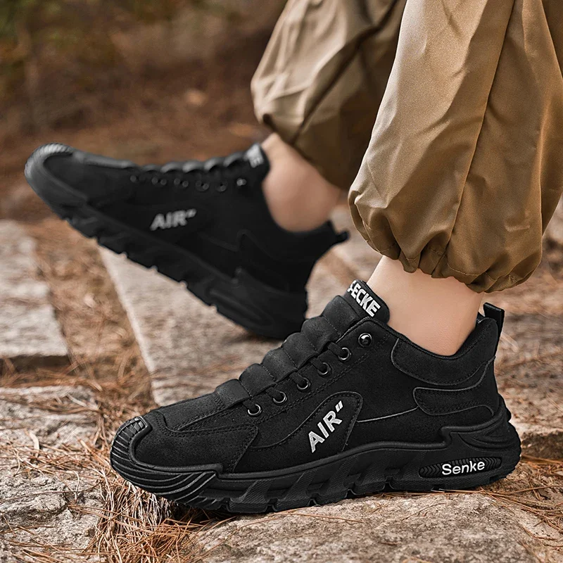 2025 New Sle Breathable Men's Work Shoes Slip-On Anti-Slip Wear-Resistant Casual Sports Shoes Thick Bottom Labor Protection