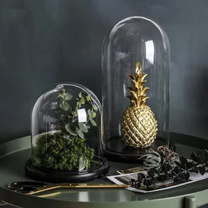 Decorative transparent glass dome for central table, showcase, wooden base, jar bell, snow globe, dye 8 MAIN SALES GLASS CUPULA - №5