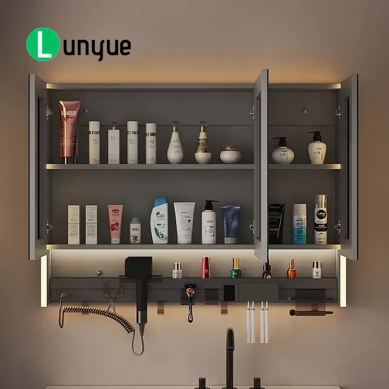 Modern Illuminated Smart Wall-Mounted Bathroom Mirror Cabinet Toilet Mirror Storage Rack Locker New Bathroom Storage Solution
