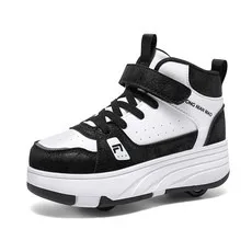 Новые осенние высокие кожаные маленькие четырехколесные кроссовки для детей, уличные роликовые коньки, детские кроссовки