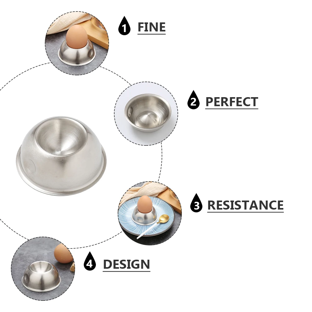 

Stainless Steel Egg Cup Heat Resistant Flat Base Stand For Soft Boiled Hard Boiled Eggs Breakfast Dessert Holder