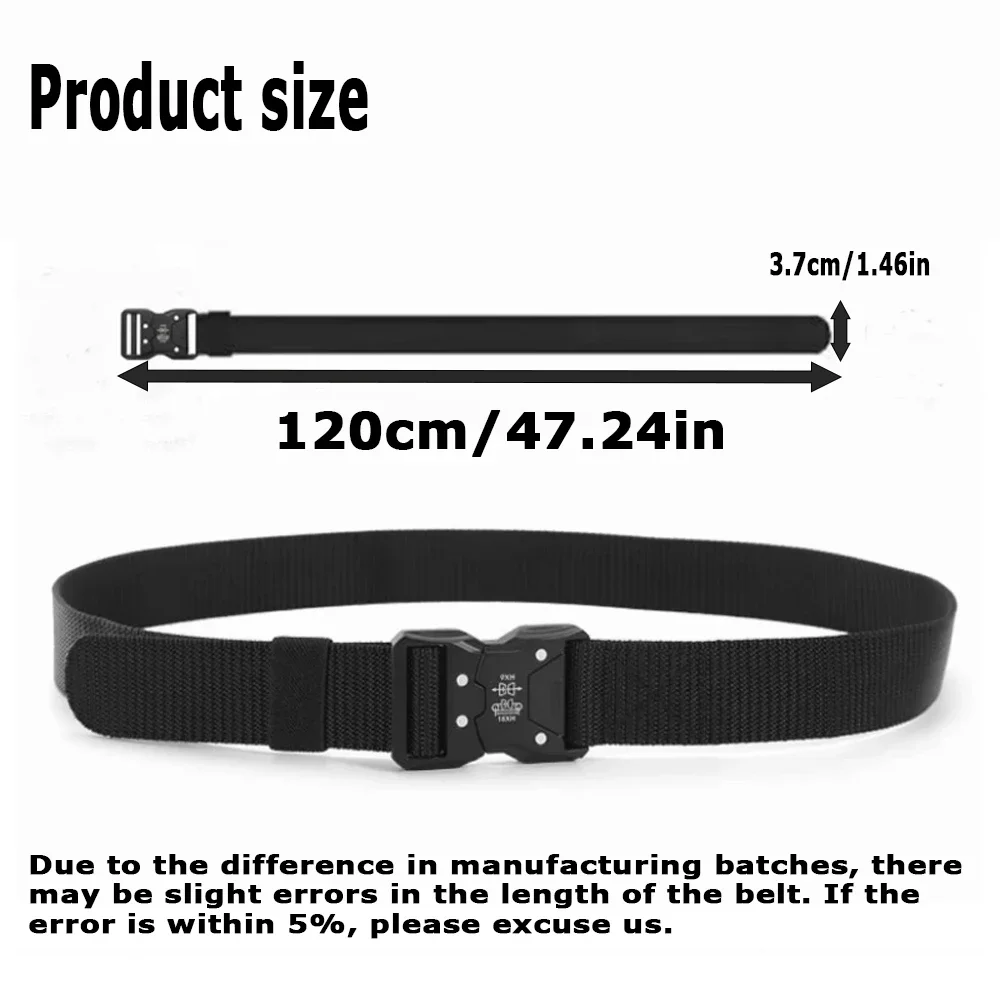 2PCS - Men's Tactical Belt, Army Style, Work, Hiking, Rugged - Belt with Heavy Duty Quick Release Metal Buckle