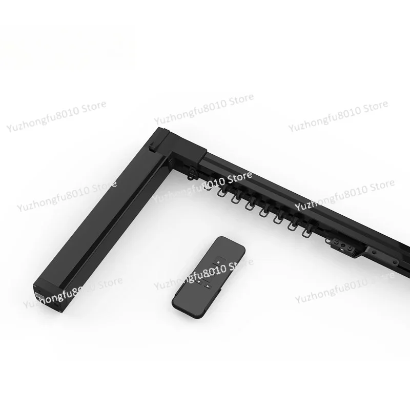 Black Smart Curtain Motor Black Electric Curtain Rails Motorized Curtain Poles For Living Room