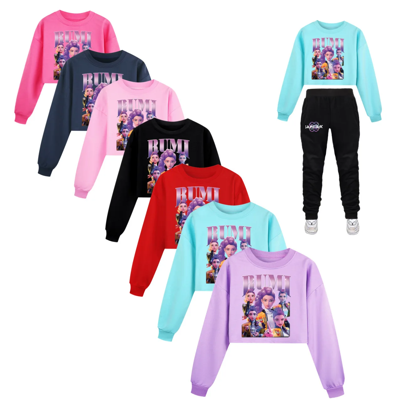 

Cute KPop Demon Hunter Huntrix Kids Long Sleeve Sport Suit Hoodie Top+ Pants Set Boys Girls Loose Fit Children Autumn Clothing