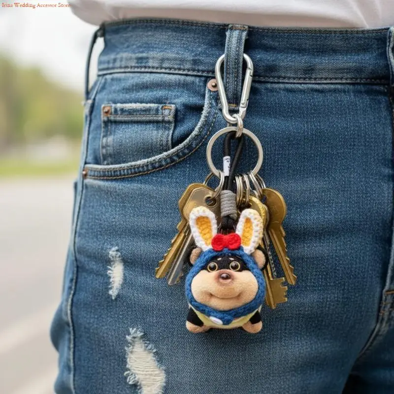 G92D Cuddly Honeybee Dog Keychain Fashionable Accessory For Everyday Use Gift Giving
