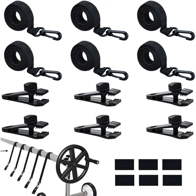BAAJ-Pool Cover Reel Attachment Straps Kit 18Pcs-Upgraded Solar Cover Reel Straps Pool Reel Accessories