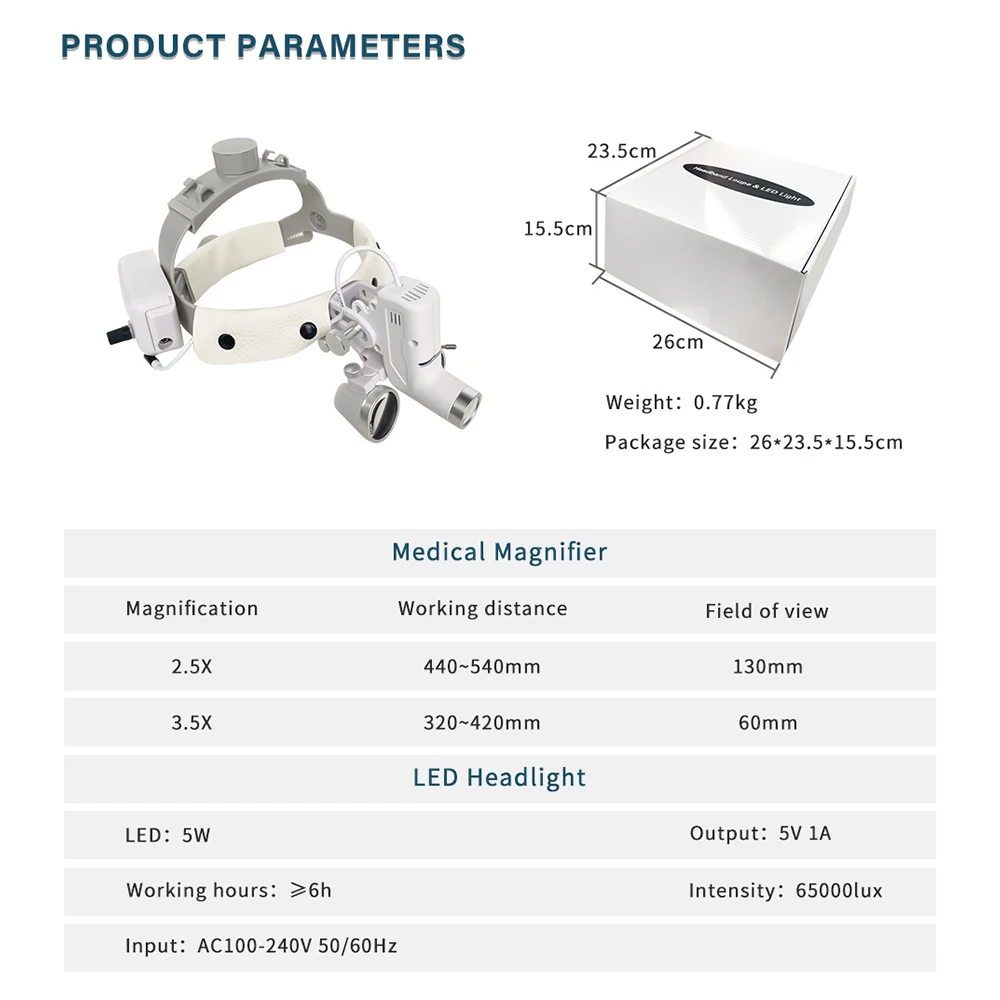 den  tal Loupe 2.5 3.5x 420mm Working Distance Lab Medical Magnification Binocular Helmet Head-Mounted Magnifier Surgery Surgica