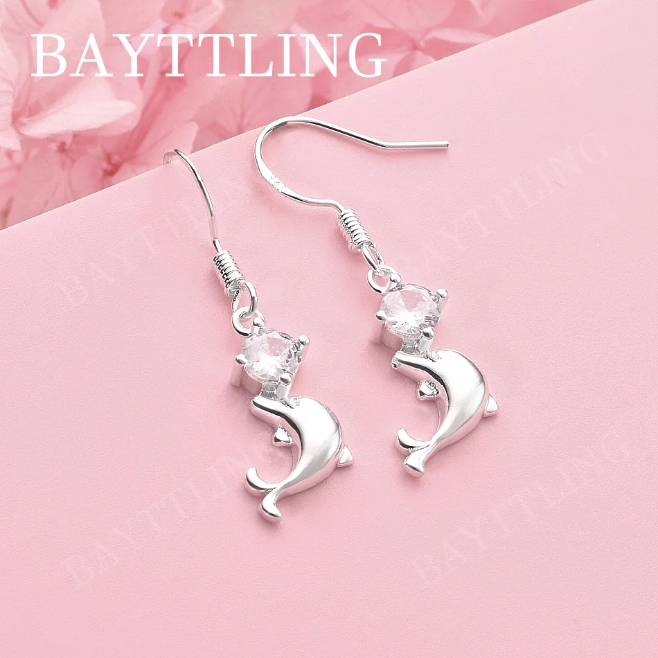 

Роскошные серьги из стерлингового серебра 925 пробы с милыми циркониевыми дельфинами для женщин, модные свадебные украшения