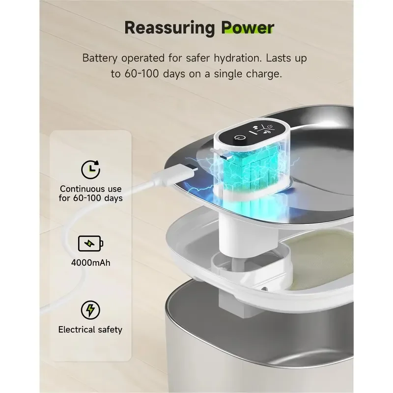 4L Auto Sensor Wireless Water Plastic Pet Dispenser With Food And Feed Accessories PC Material