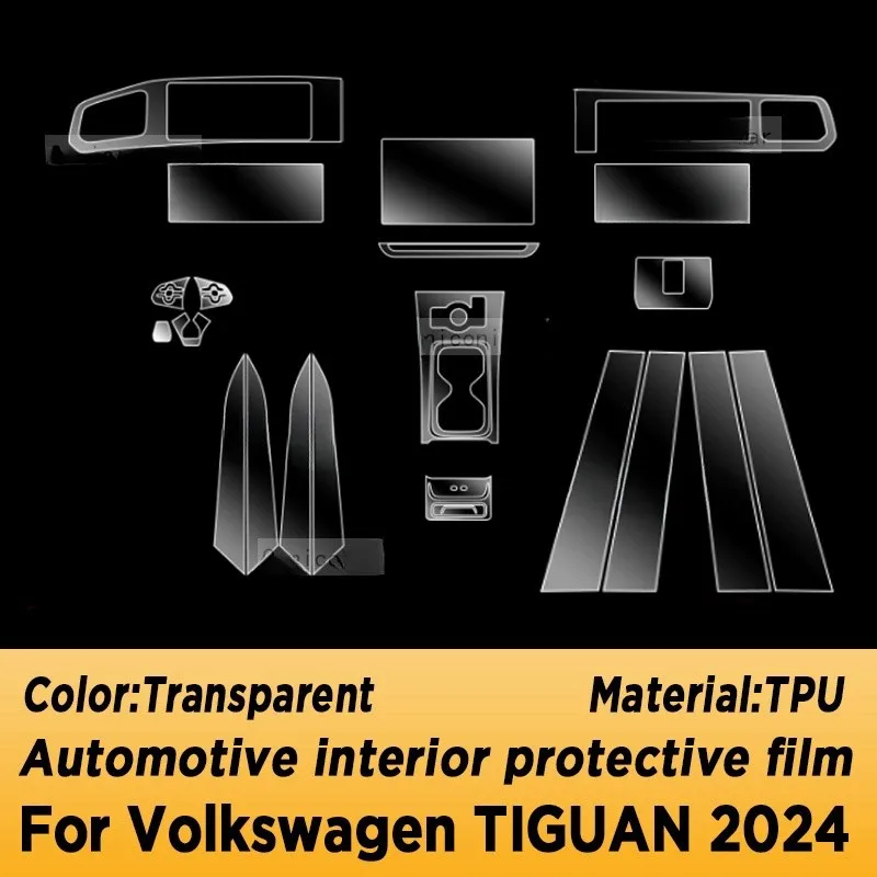 For VOLKSWAGEN TIGUAN 2024 Gearbox Panel Dashboard Navigation Automotive Interior Protective Film TPU Anti-Scratch Accessories