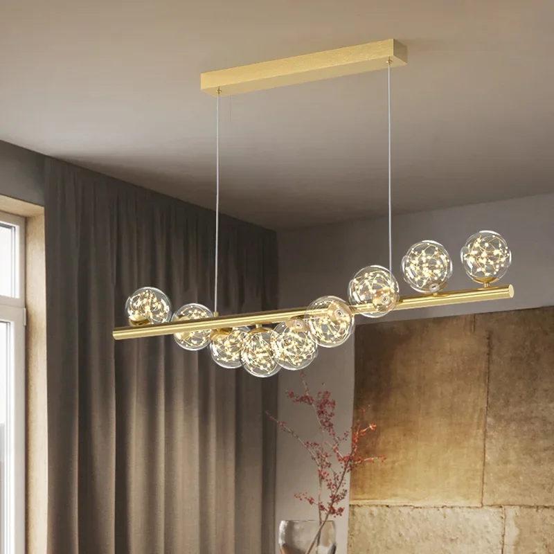 Modern Nordic Glass Ball Chandelier, Luminária de Luxo para Sala de Jantar, Cozinha Ilha, Bar, Escritório, Decoração de Casa, Mesa Longa, G9