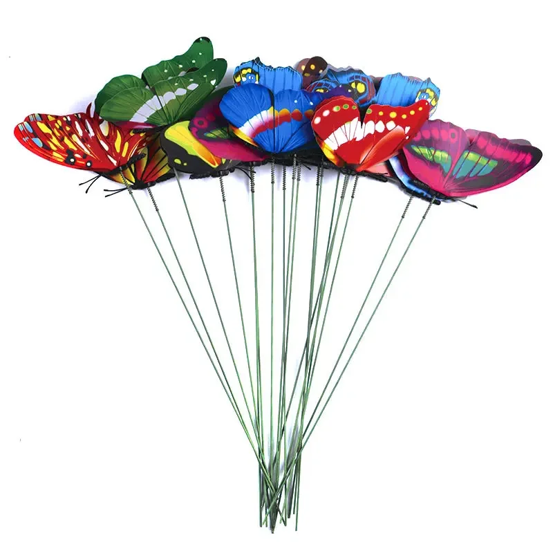 1-24Pcs/Set 3D Simulation Butterflies Garden Yard Planter Colorful Butterfly Stakes Decoracion Outdoor Decor Flower Pots Decor
