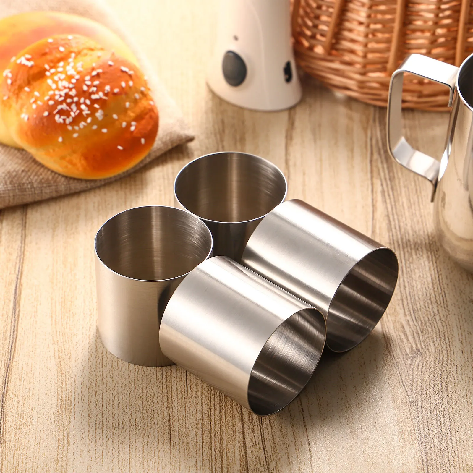 

8 pcs Mini Round Cake Mold Stainless Steel Baking Tools For Diy Dessert Mousse Non-Stick Easy Clean Biscuit Bakeware Round Shape