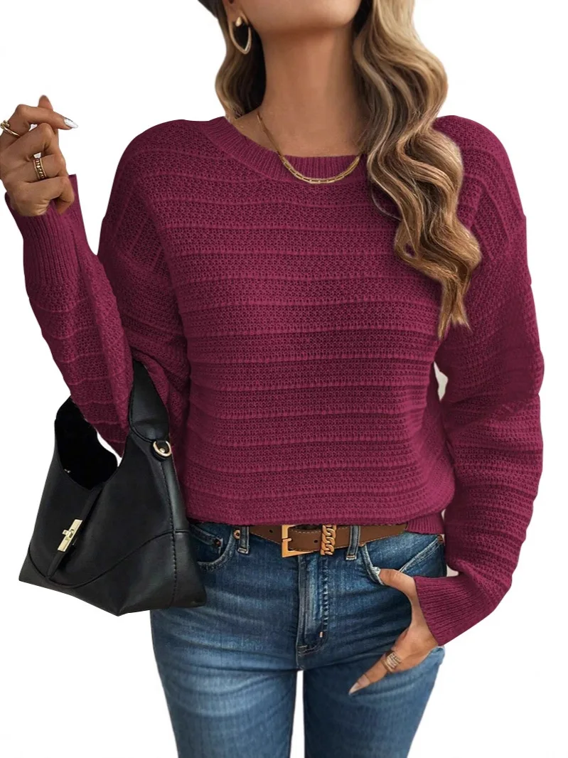 

Очаровательный свитер: роскошный, комфортный, универсальный, с бантом на спине, вязаный, осенне-зимний, с круглым вырезом, пуловер