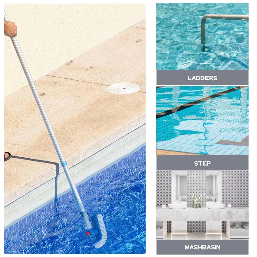 Pool Maintenance Brush Swimming Pool Corner Brush with Hard Bristles 180-degree Rotating Handle Scrub Tool Durable for Pools