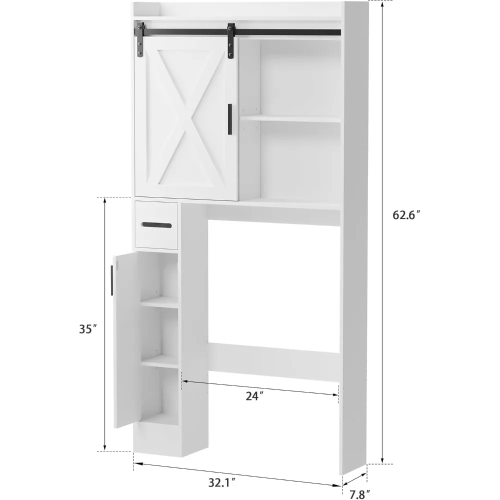 خزانة تخزين فوق المرحاض بأبواب، 32 منظمًا للحمام، رف موفر للمساحة مع أرفف جانبية، مثالية للمساحات الصغيرة #2