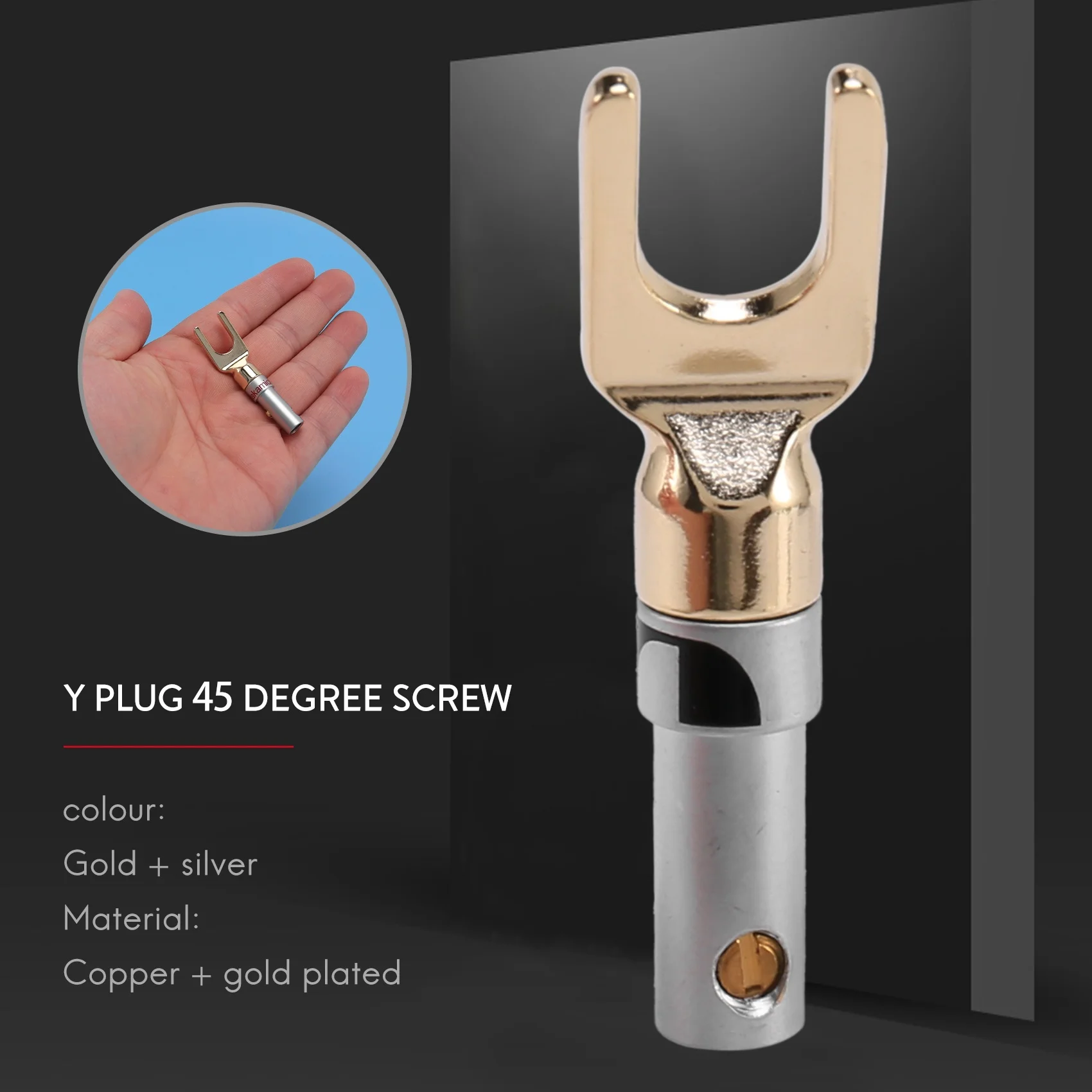 ay14-yプラグ-45度端子-スペードコネクタ-スピーカーワイヤーdiy-スピーカー接続ワイヤーdiy用-12個入り（黒6個-赤6個）