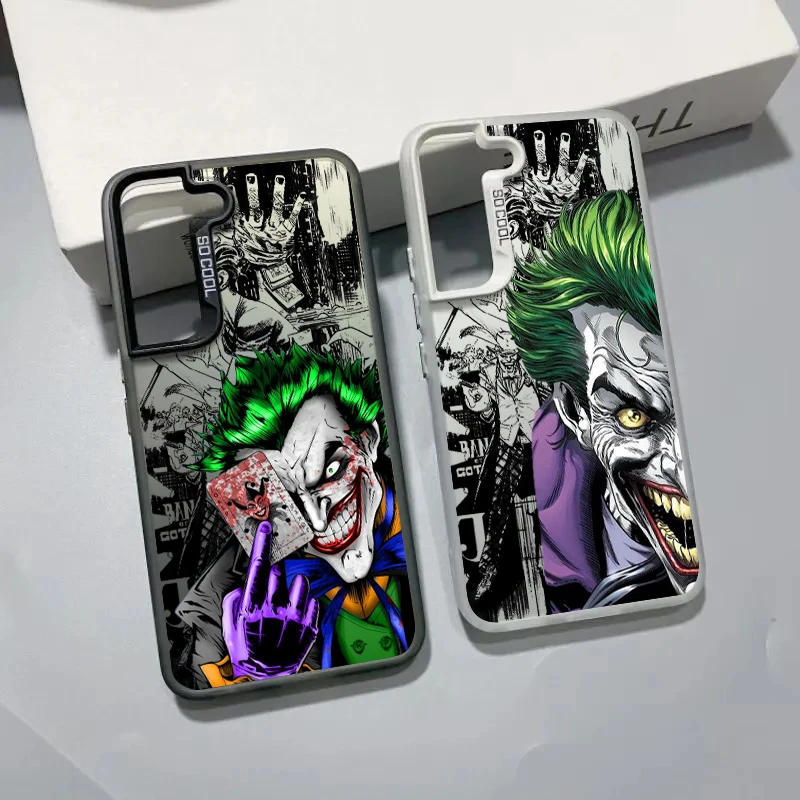 Marvel Villain Joker For Samsung Galaxy S24 23 22 21 20 Ultra Plus A55 A54 A05S Matte Colored Silver Phone Case