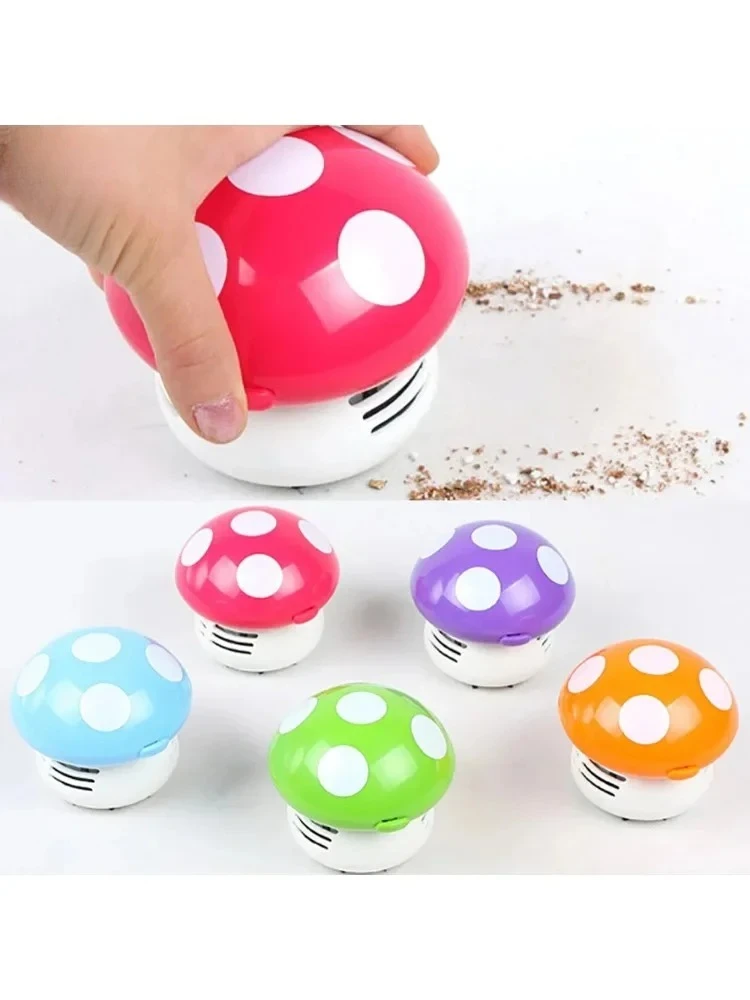 Mini aspirateur à main en forme de champignon, dessin animé, décor de bureau, miettes de biscuits, nettoyeur de cheveux, cadeau, nouveau