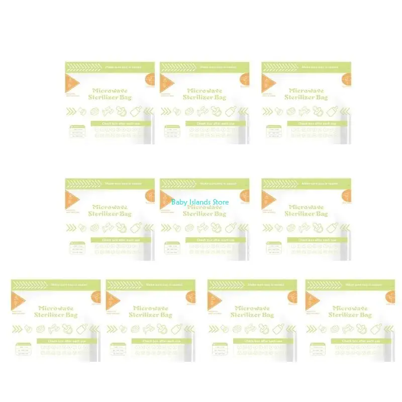 K92D 10 ورقة/مجموعة قابلة لإعادة الاستخدام في الميكروويف أكياس تعقيم بالبخار حقيبة تعقيم لزجاجات حليب الأطفال وجزء مضخة الثدي #4