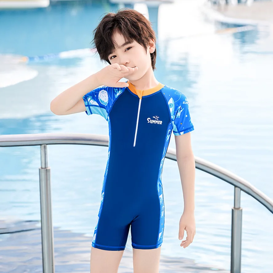 Children's One Piece WaterProof Surfing Suit Front Zipper Beachwear UPF50+Sun Protection Beach Wear Swim Bathing Rash Guard