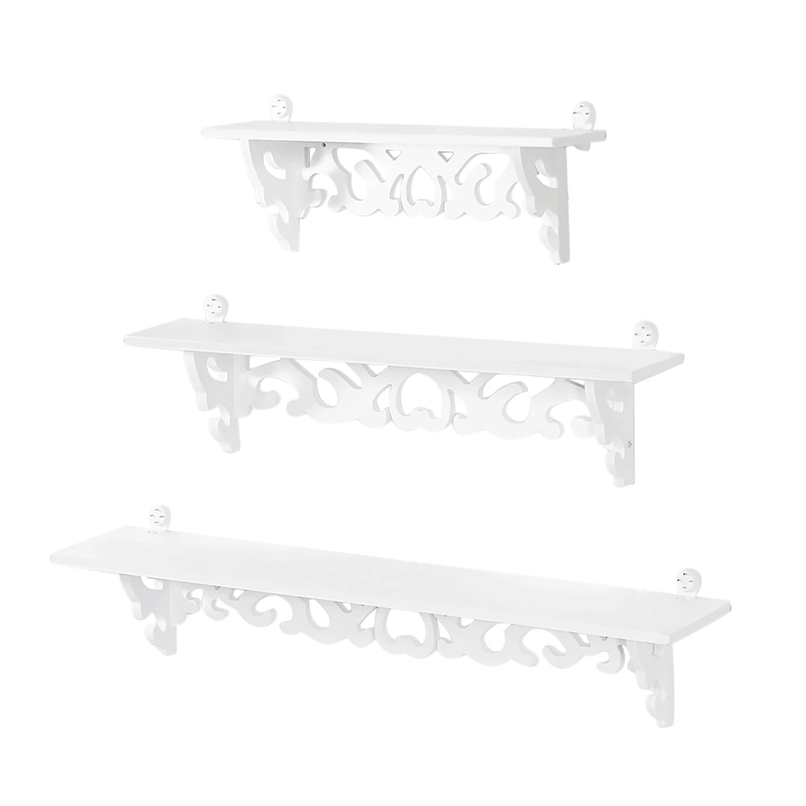 

Set of 3 Shabby Floating Wall Shelves Bookshelf Display Wall Shelf Storage Rack