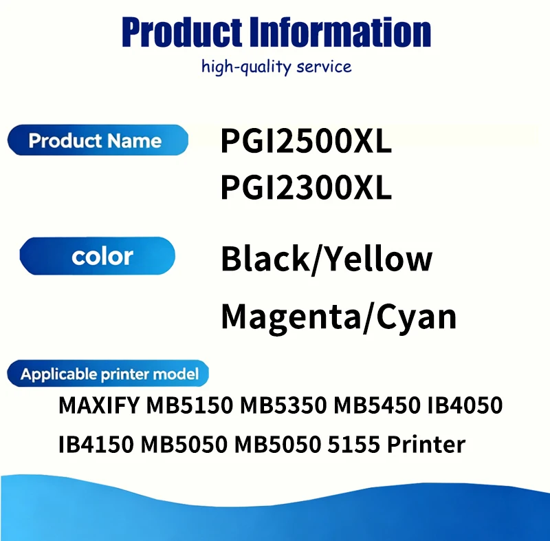 PGI-2500XL PGI2500 PGI-2500 2500 Ink Cartridge Compatible for Canon MAXIFY MB5150 MB5350 MB5450 IB4050 IB4150 MB5050 MB5050 5155