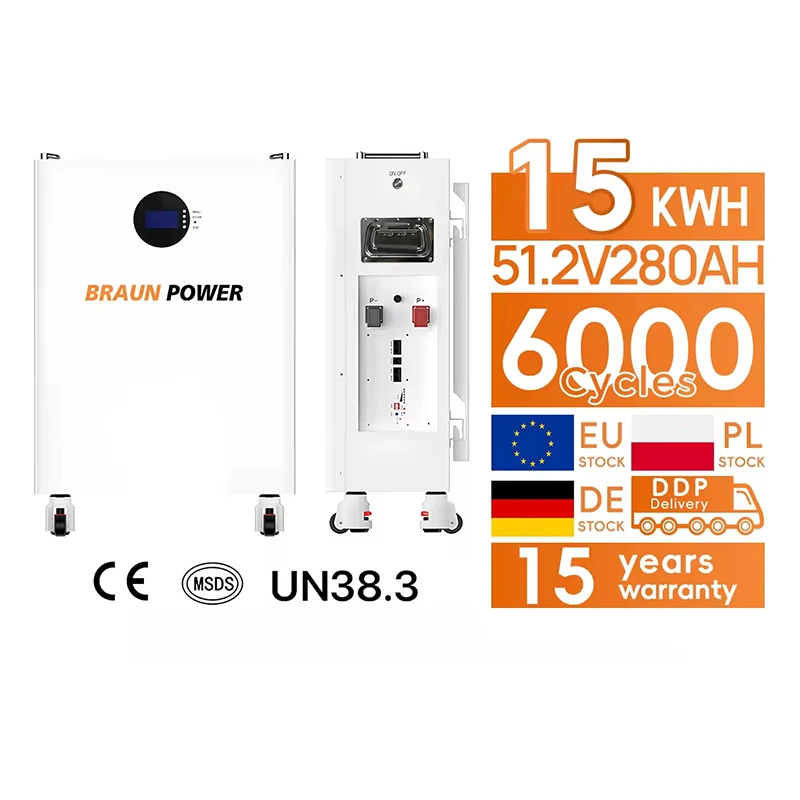 

Солнечная литиевая батарея 51,2 В, 280 Ач, 15 кВтч LiFePO4 Powerwall для домашней системы хранения энергии