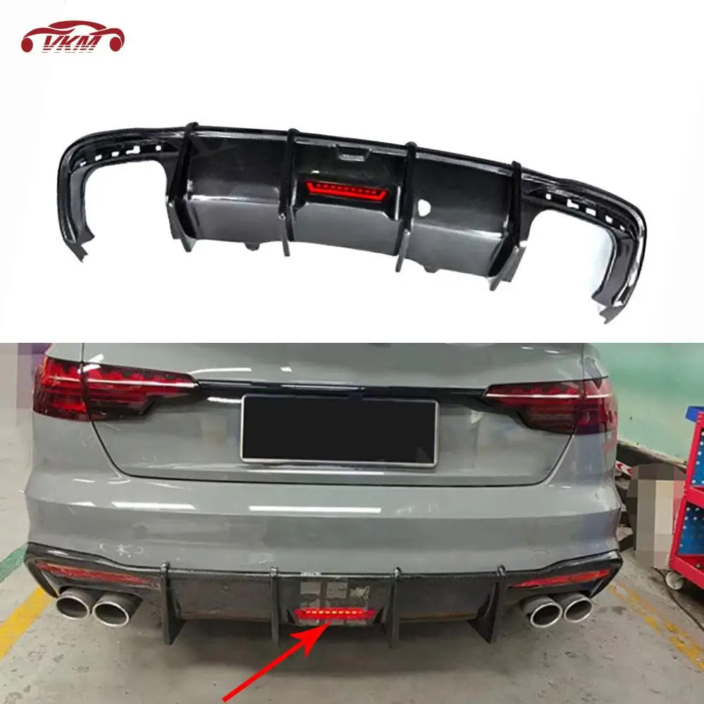 

Carbon Fiber Rear Bumper Lip Diffuser Extension with LED Light for Audi A4 S4 Sline B10 Sedan 2020-2022 Bodykits Car Accessories