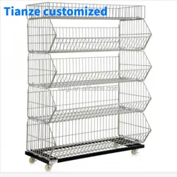 [Customized]5-Tier Light Duty Metal Wire Basket Display Rack Supermarkets Snack Stand to Store Candy Potato Chips Other Snac