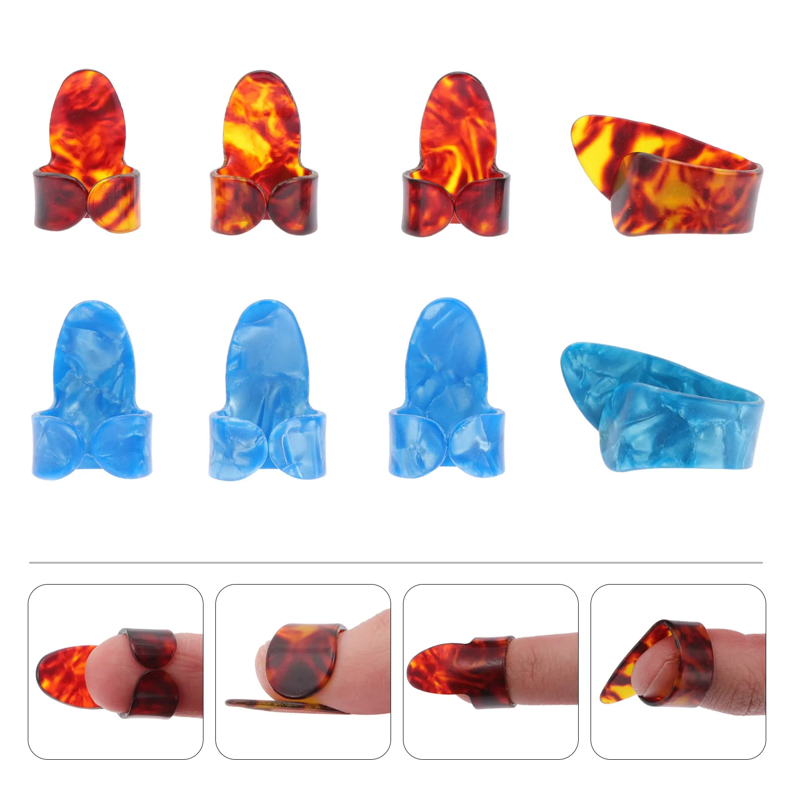 

1 set 1 Set Finger Picks Plastic Thumb Finger Picks Ultra Thin Durable For Guitar Banjo Ukulele Bass Right Hand Play Home Use