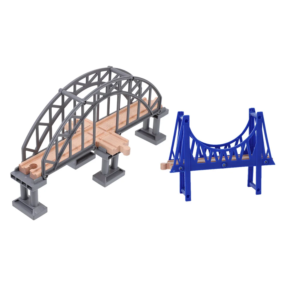 2 Pcs Track Accessories Toys Assembled Model Kit Suspension Bridge Trains Decorative Scene Playing