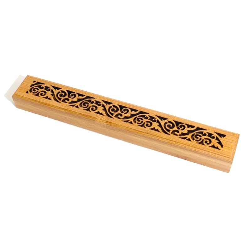 1pc Bamboo Wooden Incense Stick Holder Burning Joss Insence Box Burner Ash Catcher