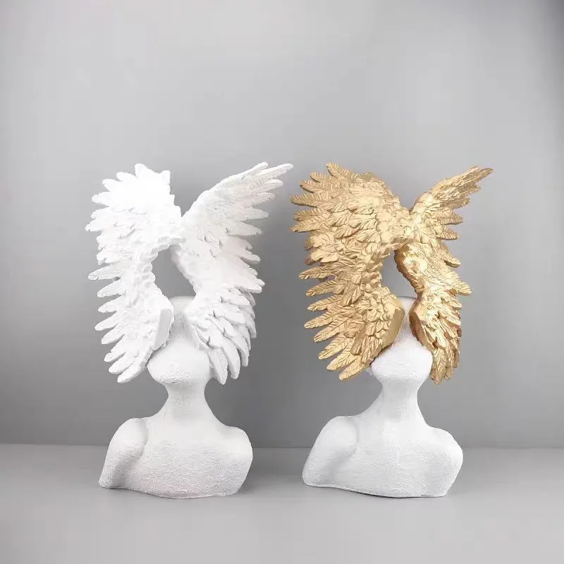 Nordic modern abstract creative angel wing figure sculpture ornament, model house sales department living room entrance