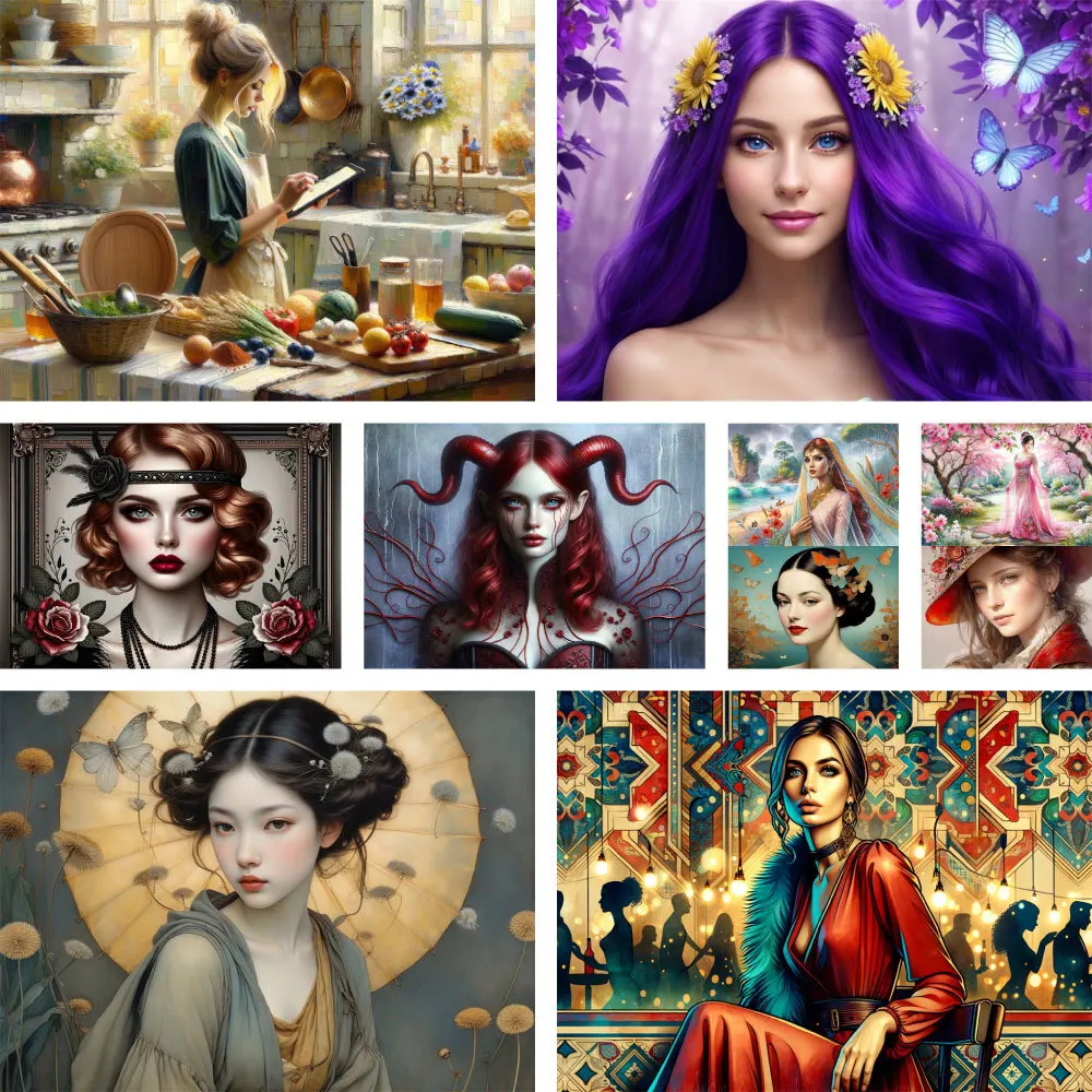 

Portrait Beautiful Girl Printed Canvas 11CT Cross-Stitch Kit DIY Embroidery Hobby Handmade Painting Sewing Needle Floss Design