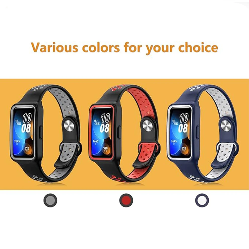 Sport Silicone Strap For Huawei Band 8 7 Smart Watch Replacement Wristband Correa Bracelet Breathable Strap For Huawei Band 8 6