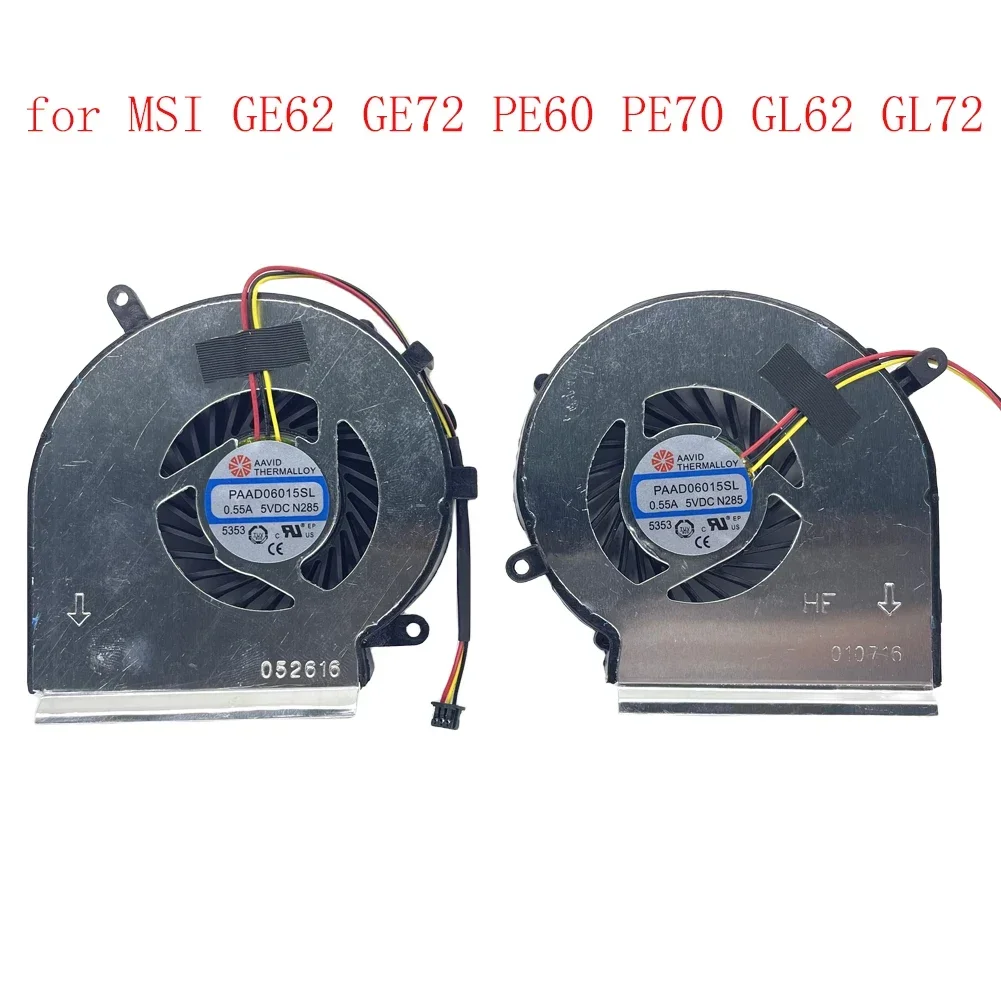 Ventilateur de refroidissement CPU et GPU pour ordinateur portable, 3 fils, compatible avec gelée GE62 GE72 PE60 PE70 GL62 GL72, PAAD06015SL