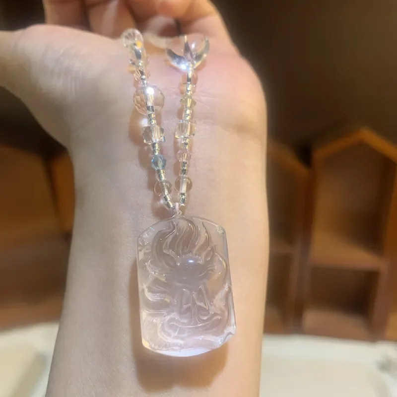 Crystal Necklace Powder Fox Brand New Chinese Crystal Pendant Sweater Chain Jewelry Actress Necklace