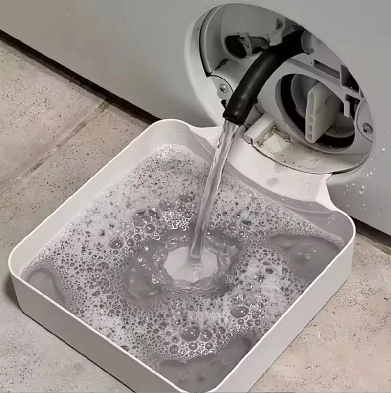 Washing Machine Drain Water Collection Tray No Overflow Lint Filter and Foreign Object Collection Drip Tray Clean Laundry Room