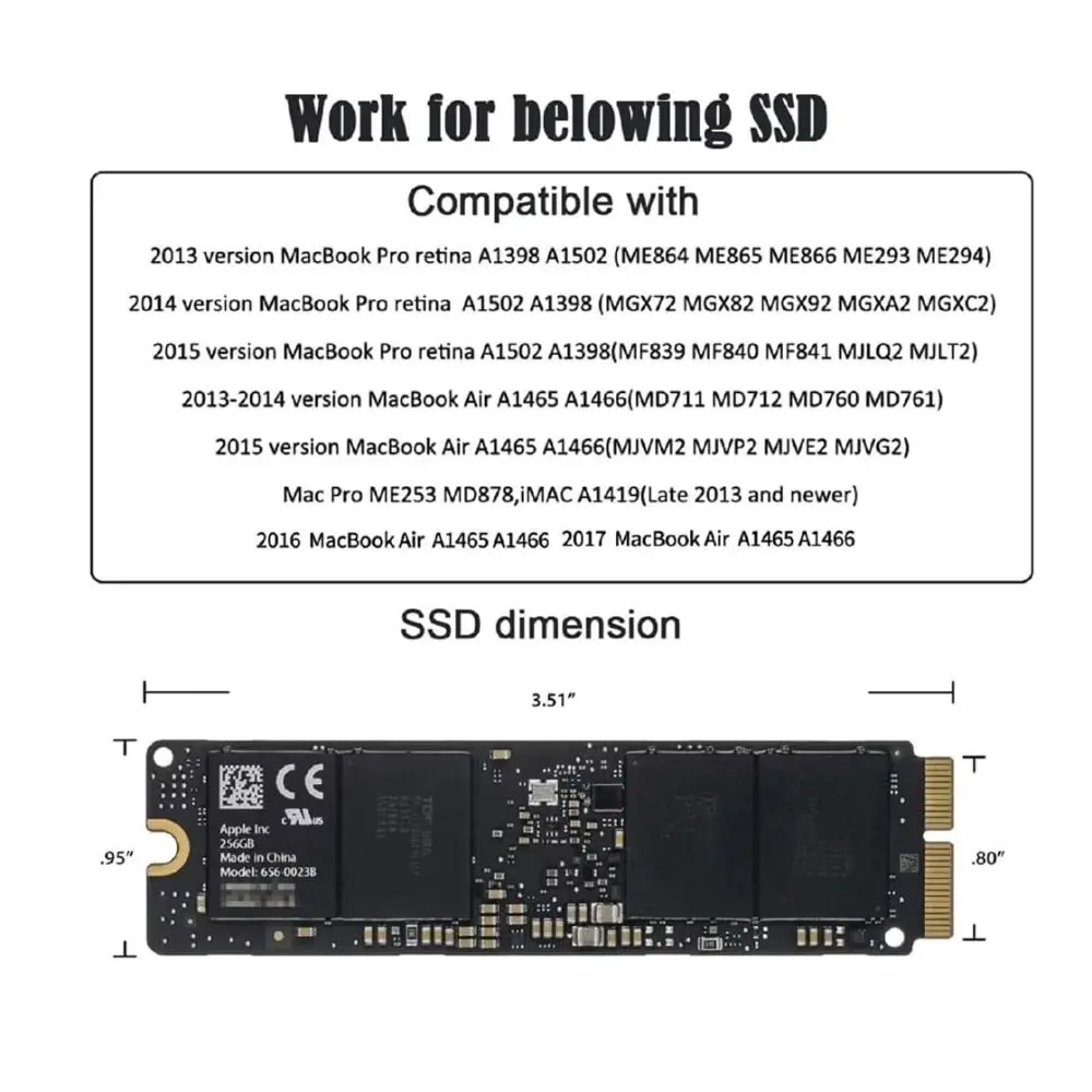 PCI-E 1X SSD Convert Card 12+16Pin Low Profile PCI Express Adapter Single Slot for 2013-2017 MacBook Air A1466 A1465