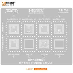 Amaoe U-HIU3 BGA Reballing Stencil for Huawei Hisilicon Kirin CPU 970/980/990/9000/Hi3670/HI3680/HI3690/HI36A0/CPU RAM IC Chip
