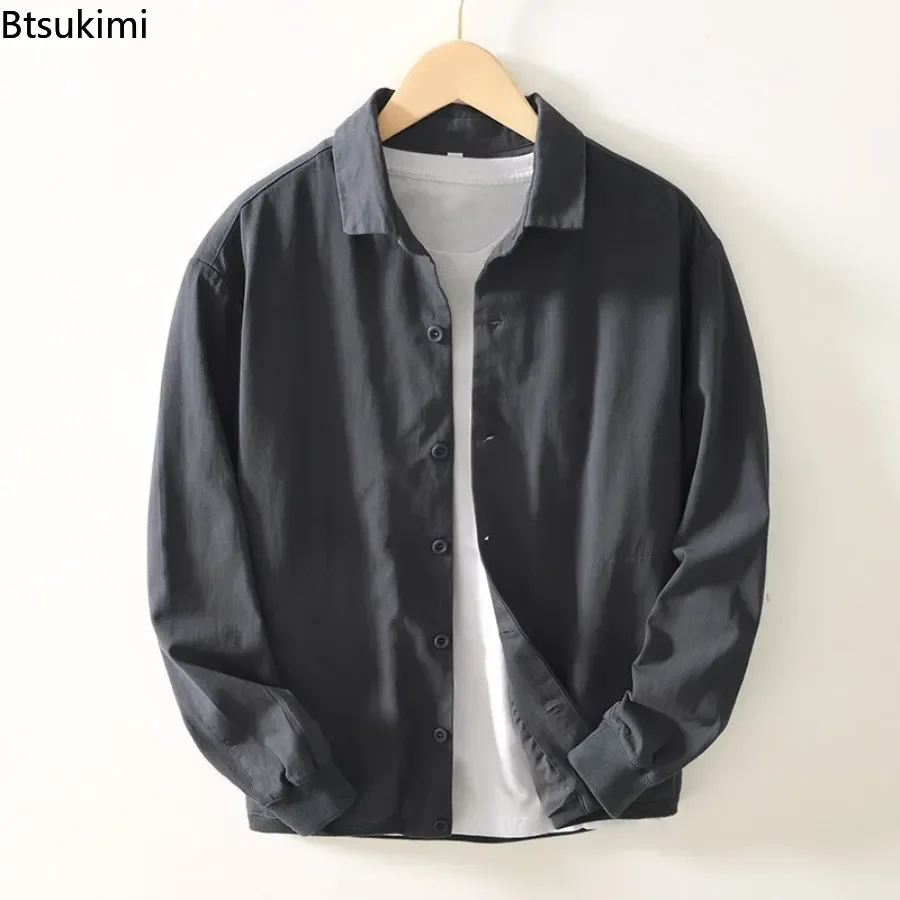 

New 2026 Men's Casual Shirts Jackets Comfortable Solid Cotton Tops Shirts Vintage Loose Versatile Jacket Coats Men's Clothing