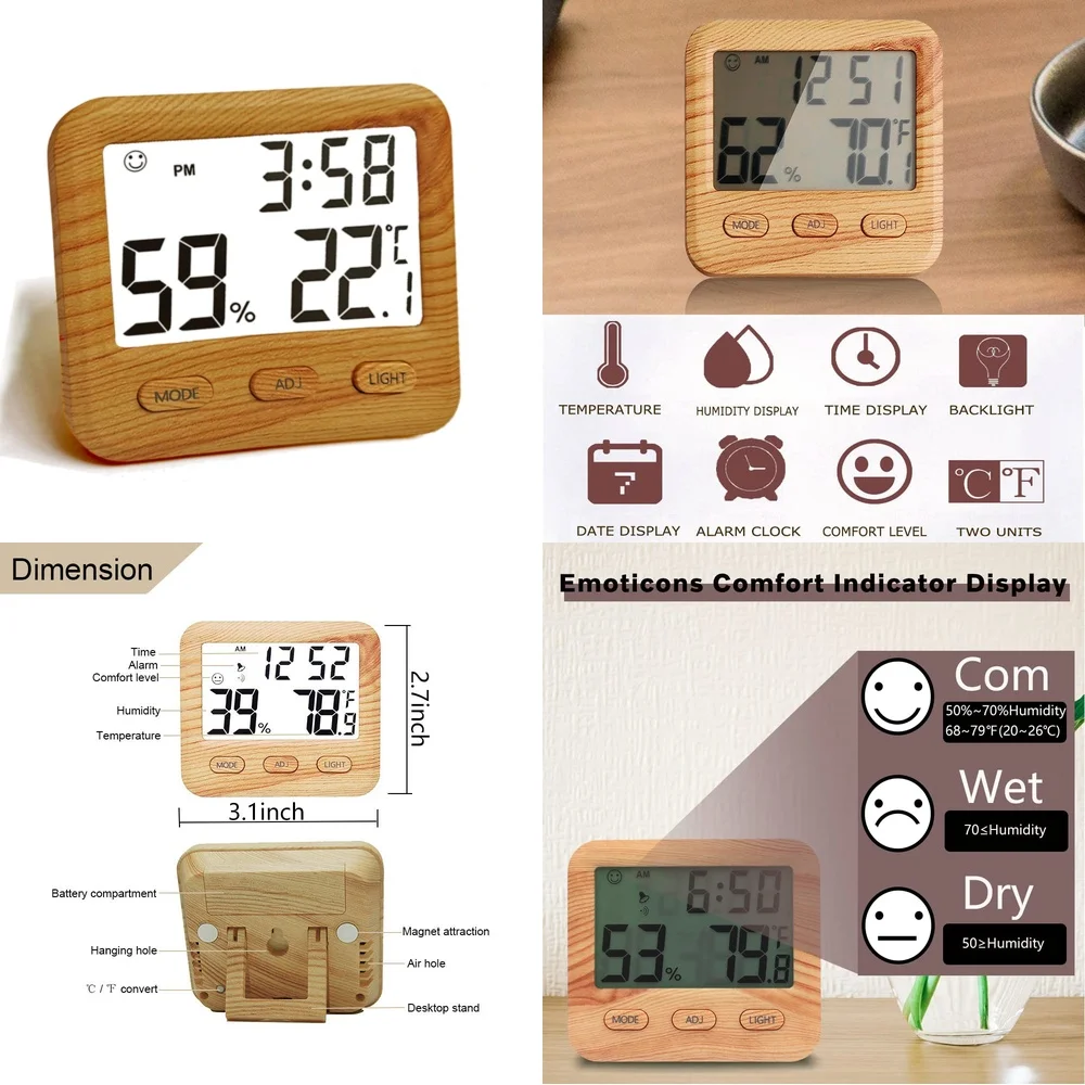 

Other electronic thermometersDigital Hygrometer Indoor Thermometer with Desktop Clip Humidity and Temperature Monitor for Home