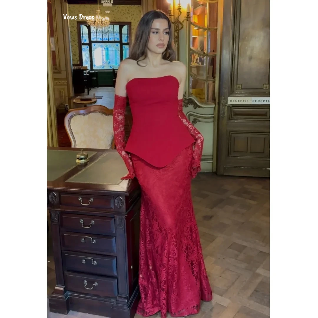 

Vows Custom Made Elegant Evening Dresses for Woman Luxury Evening Dress 2025 Line A Women's Prom Dress Red Reiser Ball Gowns