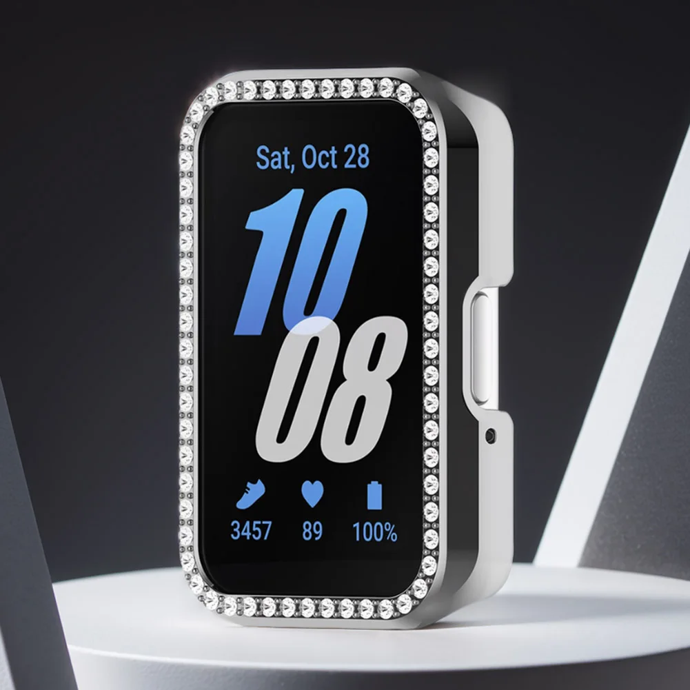 PC Diamond Inlaid Case Watch Half Cover Case  Smartwatch Protective Shell Anti-Scratch for Samsung Galaxy Fit 3