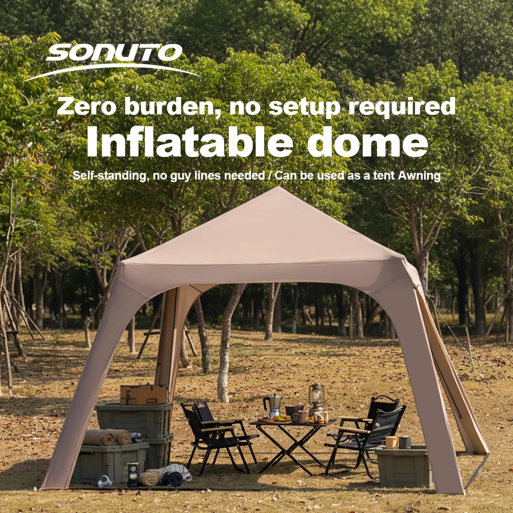 Carpa Inflable de Lujo Sonuto 3x3m para Glamping, Carpa Estética Tipo Cabaña, Carpa Villa Espaciosa para Fiestas en el Jardín, Eventos y Camping